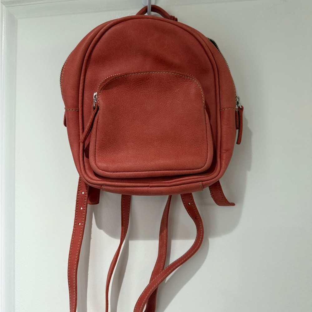 roots Mini Backpack with Raw leather Lining (dusty pink)